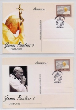 Jan Paweł II - zest. 2 kart okol. - Litwa 2005