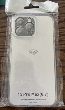 iPhone 15 Pro Max case clear z drobinkami 