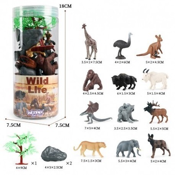 WOOPIE Zestaw Figurki Dzikie Zwierzęta 15 szt