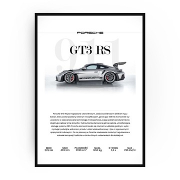 Plakat samochodowy Porsche 911 GT3 RS z ramką