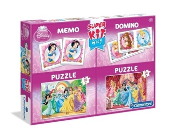 Super Kit 4 w 1 Memo Domino 2 x Puzzle Księżniczki
