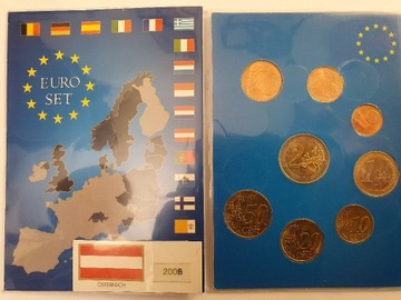 AUSTRIA 2007 Zestaw 8 monet euro .Stan idealny