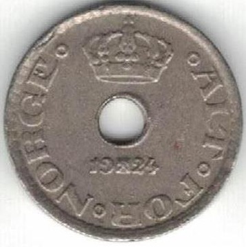 Norwegia 10 ore 1924 15 mm 