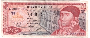 Meksyk, banknot 20 peso 1976 - st. -3