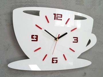 Zegar Filiżanka - nowoczesny 3D Biała