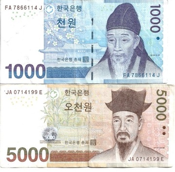 KOREA POŁUDNIOWA 1000 WON i 5000 WON