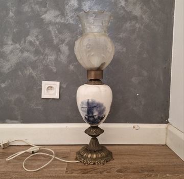 Lampa Delft holednerska porcelana mosiądz