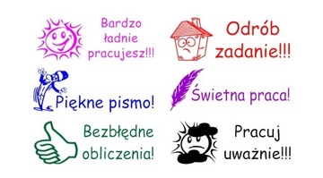 Pieczątki motywujące oceny obrazkowe 6 sztuk