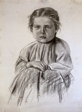 Duży portret dziewczynki, rysunek na pap. czerp.