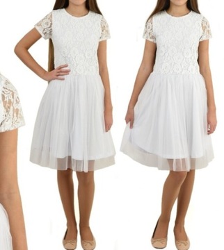 Sukienka biała dla dziewczynki rozmiar 158