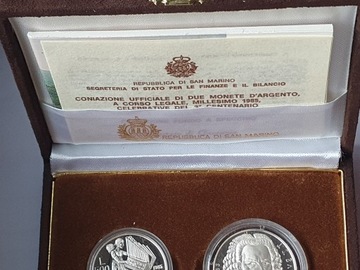 San Marino 500 Lire, 1000 Lire Muzyka 1985 PROOF