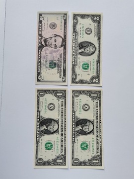 Banknoty dolar USA DUŻY ZESTAW UNC x 4 szt., (38)