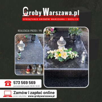 Mycie grobu Warszawa, dekoracja: wiązanki i znicze