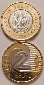 2 zł złote 2024r. mennicze z rolki bankowej