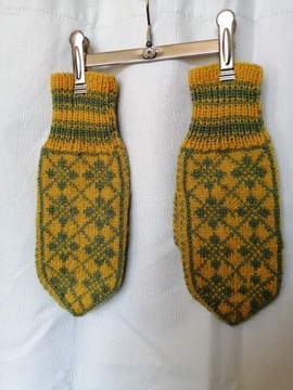 Rękawiczki norweskie żółte wełna 