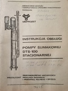 Instrukcja Katalog Pompa Ślimakowa DTS100 MEPROZET