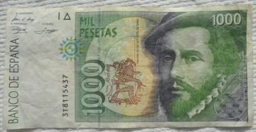 Hiszpania 1000 peset 1992 H. Cortes & F. Pizarro