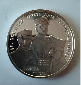 Moneta srebrna: 20zł -   90 rocz. niepodległości.