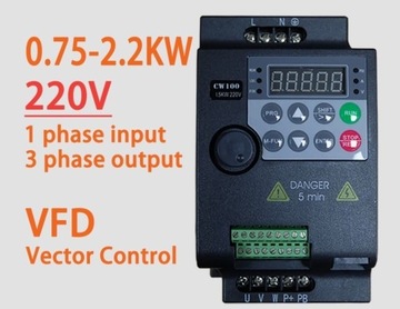 Przemiennik częstotliwości 1-3 fazowy 2,2KW