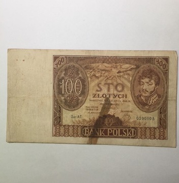 Bankn.100 zł-1932r,zn.w.pop.Król.Jadwigi.175x98
