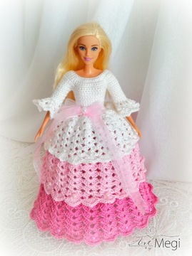 Suknia dla lalki Barbie Rękodzieło na szydełku D33