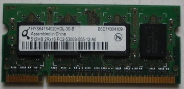 PAMIĘĆ RAM QIMONDA 512MB PC2-5300S-555-12-A0