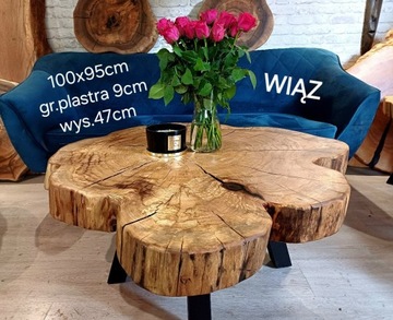 Stolik kawowy 100x95 ława  plaster drewna WYSYŁKA 