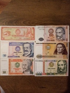 Zestaw banknotów Peru UNC 