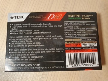 Kaseta magnetofonowa TDK D60 nowa