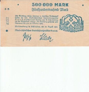 500 000 Marek WAŁBRZYCH / Waldenburg in Schl./1923