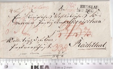 Niemcy BRESLAU List koperta dokument lakowany 1822