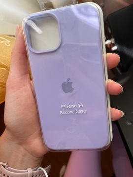 Case iPhone 14 etui silikonowe logo apple fioletow