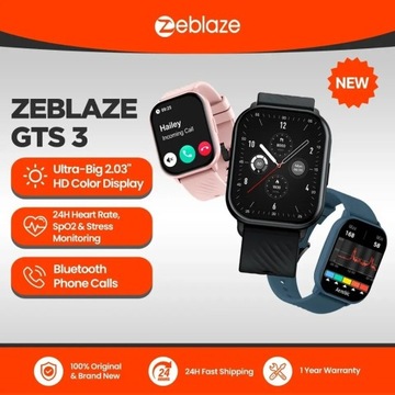 SMARTWATCH ZEBLAZE GTS 3 2.03" HD NOWOŚĆ'24 RÓŻOWY