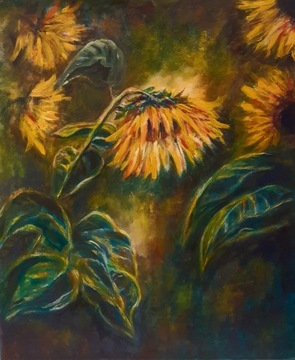 obraz "Słoneczniki" malowany akrylem