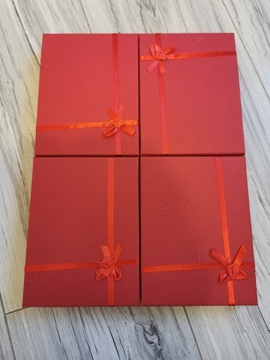 4 czerwone pudełka prezentowe na biżuterię 