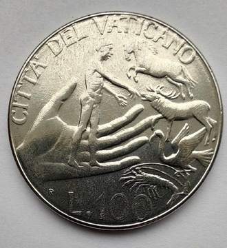 WATYKAN JP II 100 Lire 1988 okołoMENNICZA