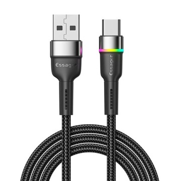 Kabel Ładowania 2m USB-C do USB 3A QC - z RGB