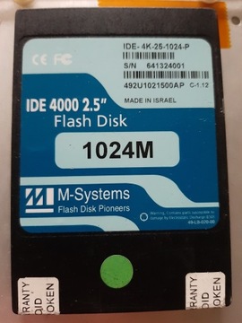 FLASH DISK 1024M M-SYSTEMS IDE-4K-25-1024-P IDE