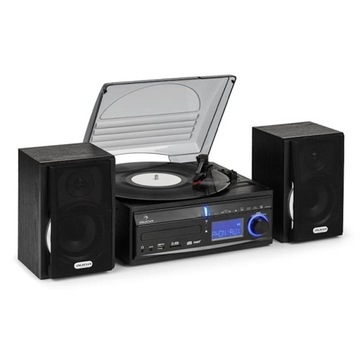 Wieża Stereo Gramofon Wielofunkcyjne Zdalny Czarny