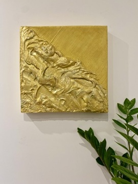 Złoty zachód - obraz strukturalny (gips, złoto)