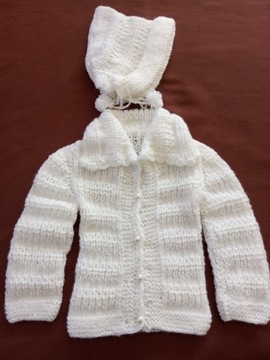 Sweterek czapeczka dla dziecka wloczka UNIKAT