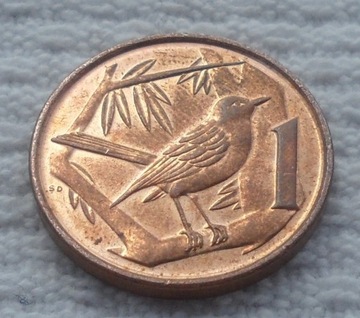 Kajmany Elżbieta II 1 cent 2008 Drozd reliktowy