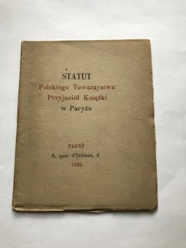 Statut Polskiego Tow.Przyjaciół Książki w Paryżu