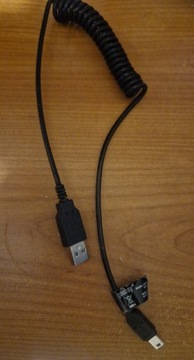 Przewód spiralny/sprężynka usb - micro usb 1m