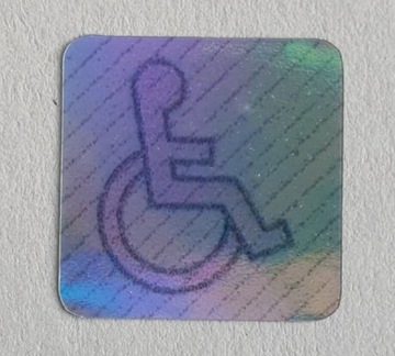 Naklejka wózka inwalidzkiego, hologram inwalidy