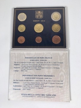 Watykan 2014 zestaw monet od 1 cent do 2 euro 