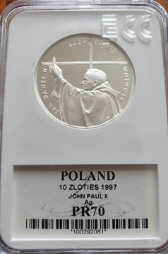 10 zł. Jan Paweł II  Kongres Euchar. 1997 Gcn pr70