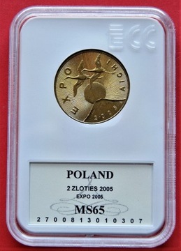 2 Złote  2005 r -  Expo 2005   MS 65 !!