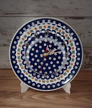 Zegar ścienny 25 cm cichy ceramika Bolesławiec 