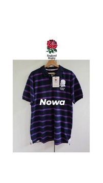 Nowa koszulka England Rugby polo L w paski sport granatowa 